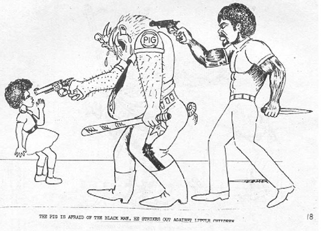 The Pig is afraid of the Black Man. He strikes out against little children.