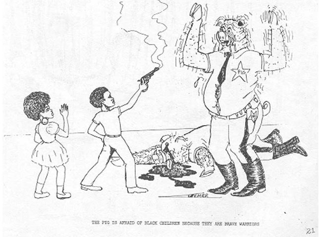 The Pig is afraid of black children because they are brave warriors.