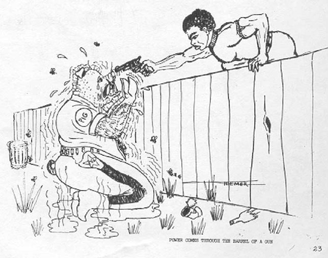 The Pig is running away from black people, “Run Pig Run.”