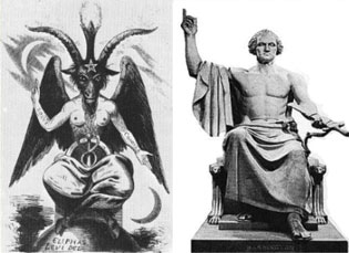 Washington posing Baphomet-style