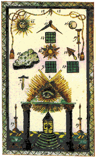 Masonic tracing board, Germany 1770